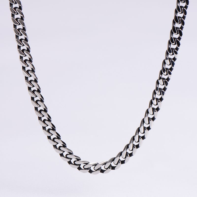 Men's Jewelry Hip Hop Jewelry Stainless Steel Polished Four Sided Grinding Necklace Cuban Chain Necklace_voghion.com