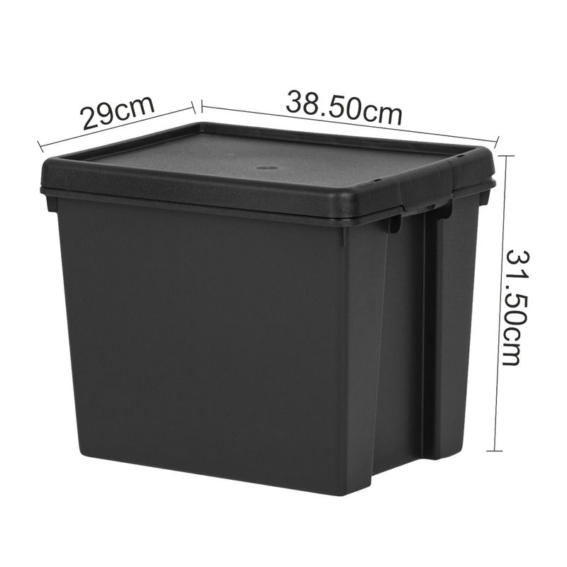 24L/36L/45L/62L/92L Heavy Duty Recycled Plastic Stackable Storage Box Lids Black_voghion.com