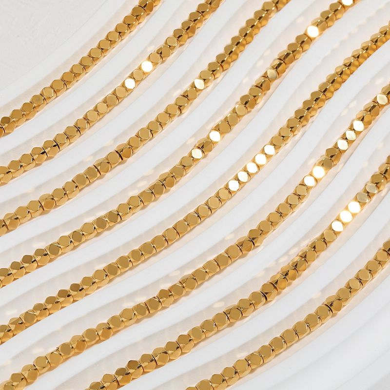 Damen-Schmuckset, einfache Halskette aus Edelstahl, verblasst nicht, hochwertiges PVD-galvanisiertes Gold, kleines quadratisches Armband-Halsketten-Set_voghion.com