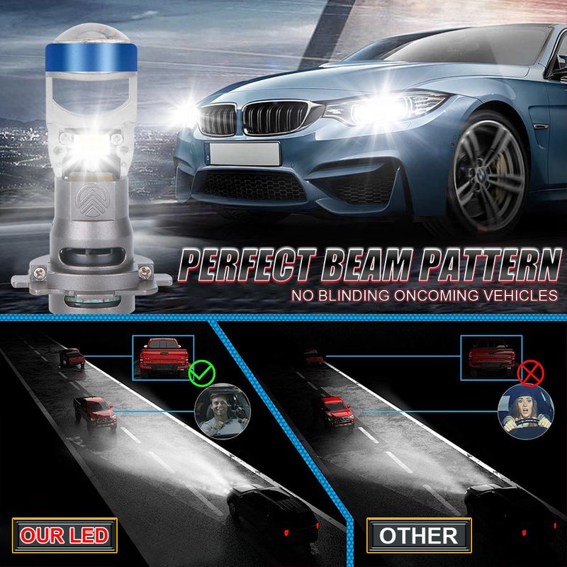 1000W Mini 1:1 Drahtlose H7 Led Scheinwerfer Objektiv Projektor Nebel Licht Auto Lampen LHD 12V 24V Plug & spielen_voghion.com