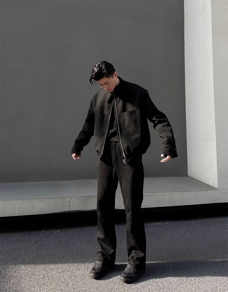 Herrenbekleidung Freizeithosen Herren Jugendhosen mit weitem Bein All Match Trendy Loose Straight Long Pants_voghion.com