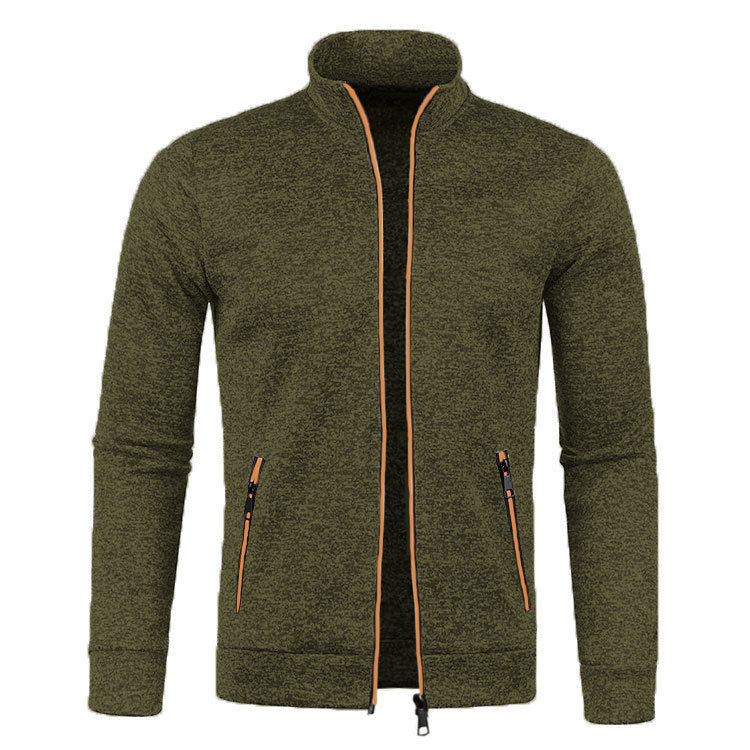 Herbst und Winter Herren Lange Reißverschluss Strickpullover Ärmel Dünne Samt Trendy Top Pullover Jacke Große Größe Männer_voghion.com