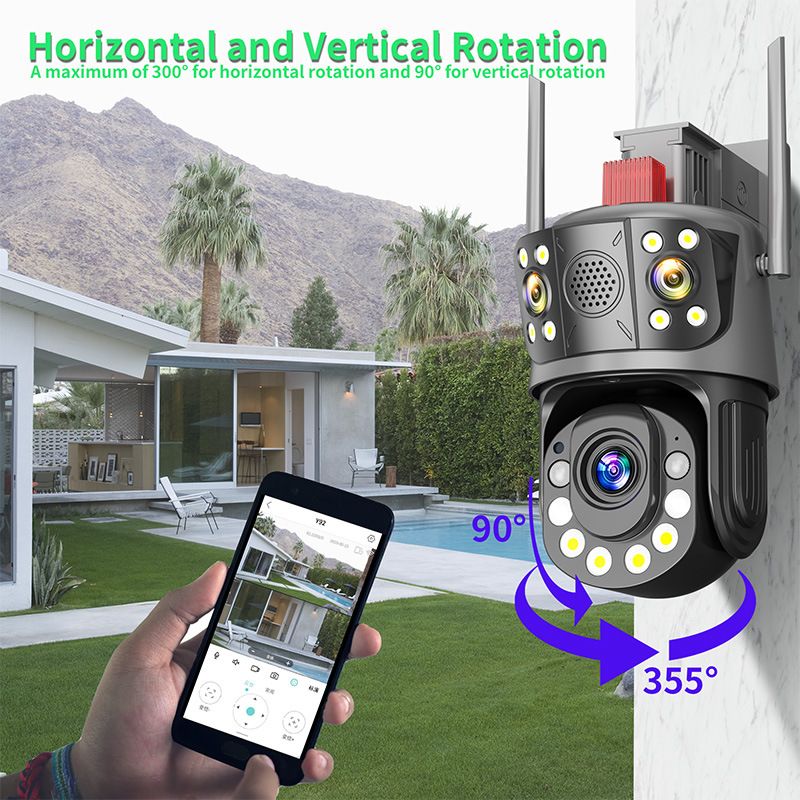 100X Zoom WiFi/4G Security Camera With 360° View, 12MP HD, Smart Night Vision, UPS Backup, TF Card Storage_voghion.com