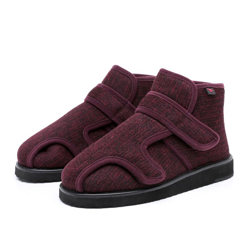 Qiwago Mid-Top-Klettverschluss-Design, Baumwolle, verdickt, warm, rutschfest, flache Schuhe für breite Füße, dicker Spann, tragbar_voghion.com