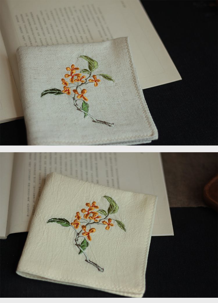 Fazzoletto antico cinese da donna, sciarpa quadrata assorbente con ricamo dolce di osmanto, in cotone morbido_voghion.com
