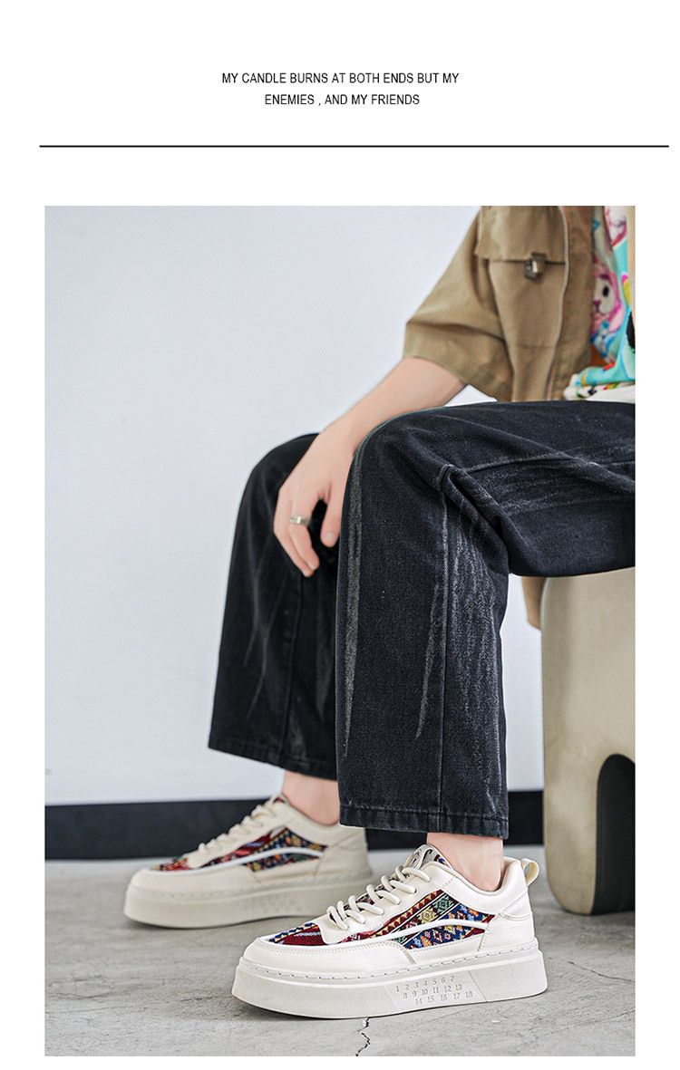 Uudet hengittävät miesten kengät monipuolinen trendikengät niche design alustakengät kangaskengät urheilu rento pienet valkotaulukengät_voghion.com