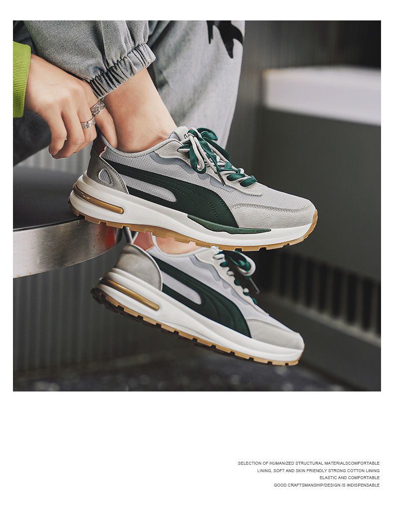 Sport color block con punta tonda e tendenza primaverile per scarpe da corsa casual basse da uomo, scarpe da studente con suola spessa_voghion.com