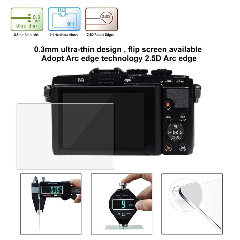 Protection d'écran en verre trempé pour appareil photo Olympus E-M10 Mark II, E-M10, EPL7/EPL8, EP5, EM1_voghion.com