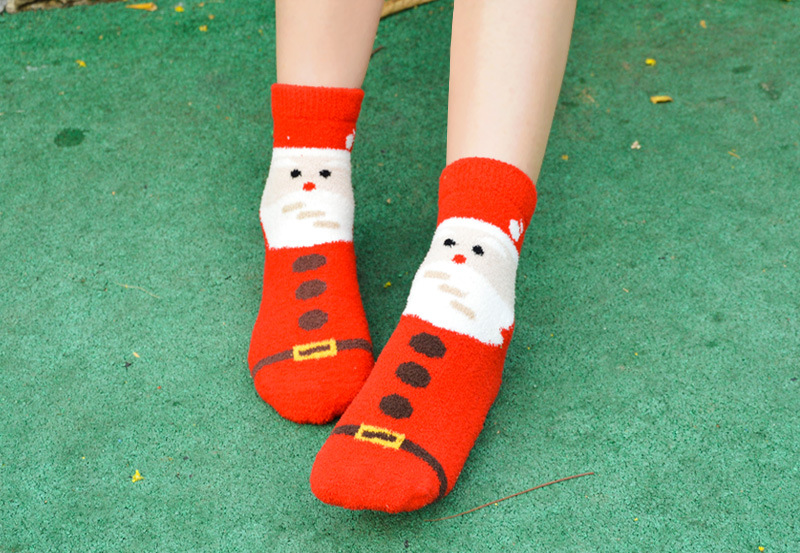 Calzini da donna Calza di Natale Calza di Natale da donna Le nuove calze da donna di Babbo Natale in velluto corallo_voghion.com