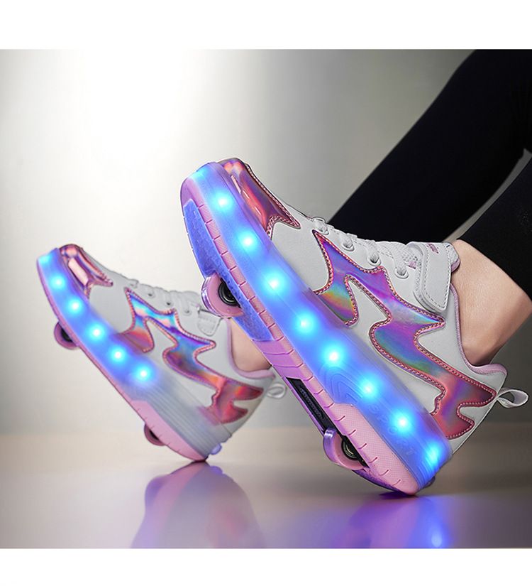 Running Shoes New Double Wheel Mia Mia Detachable Hidden Charging Children's Light Emitting Roller Skates_voghion.com