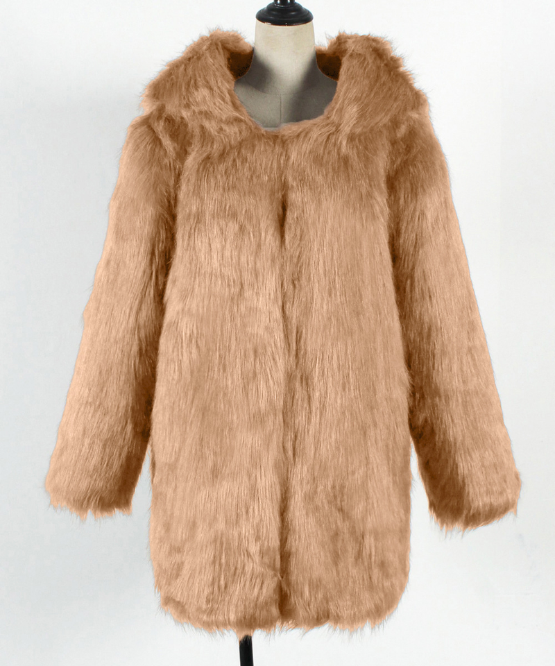 Abbigliamento donna nuovo autunno e inverno con cappuccio giacca di pelliccia di media lunghezza per le donne_voghion.com