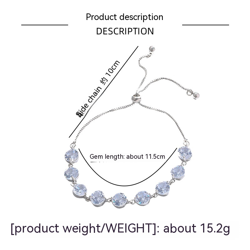 Light And Niche Design Crystal Zircon Bracelet, Women's Pull-out Adjustable Exquisite Super Sparkling Bracelet_voghion.com