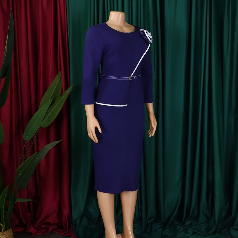 Elegante Kirchenkleider für Frauen 3D-Blumen, edel, bescheiden, Büro, Damen, weiblich, Herbst/Winter, formelle Veranstaltung, Datum, figurbetontes, schlankes Kleid_voghion.com