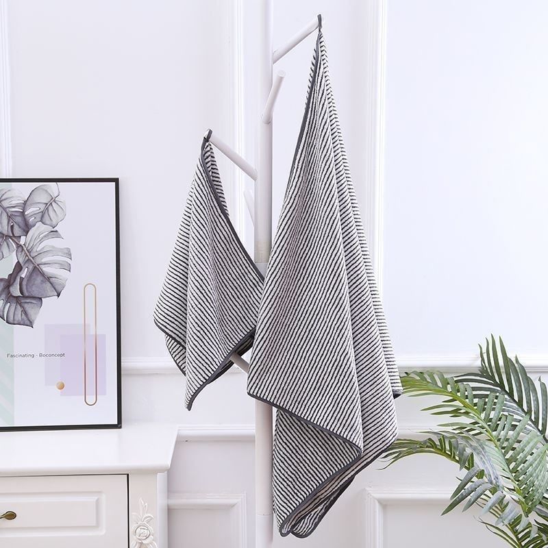 Großes Badetuch aus Fleece, super saugfähig, Handtuch, zweiteiliges Kombinationsset, gestreift, saugfähig, dick_voghion.com