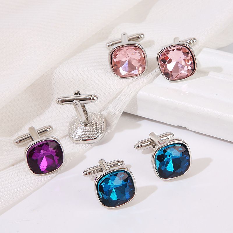 New Colorful Glass Diamond Cufflinks Fashionable Men's Suit Shirt _voghion.com