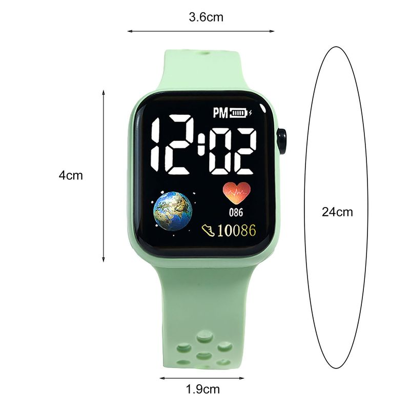 Shuosbai Kinderen Elektronische Lichtgevende Vierkante Wijzerplaat Levensknop Bediening Decoratieve Aarde Print Kinderen Jongens Meisjes LED Digitaal_voghion.com