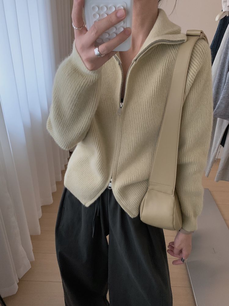 Herbst und Winter dicke doppelköpfige Reißverschluss High Neck Pullover Stehkragen Wolljacke_voghion.com