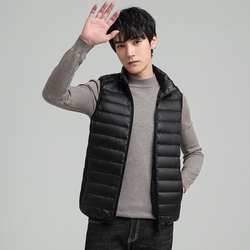 2025 Gilet leggero da uomo, corto, invernale, con collo alto, alla moda, in piumino, da uomo, tendenza_voghion.com