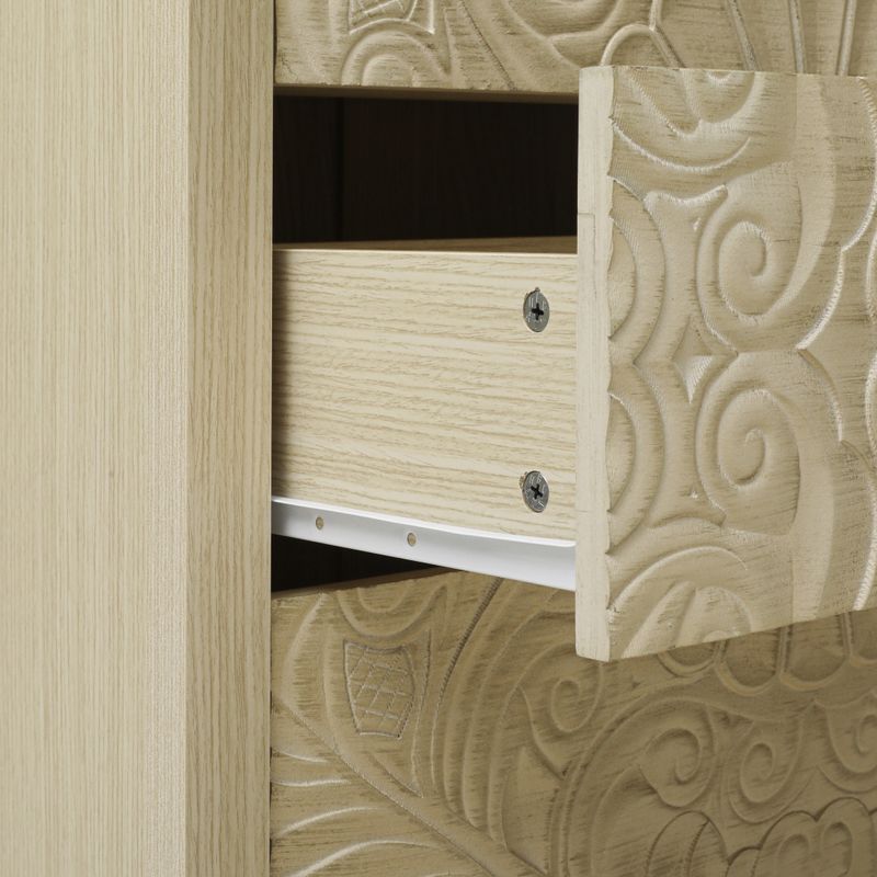 Beistellschrank In Naturholzoptik, Dreischubladiger Stauraumschrank Mit Reliefdesign Und Austauschbaren Schubladenfronten Für Wohnzimmer Oder Schlafzimmer_voghion.com