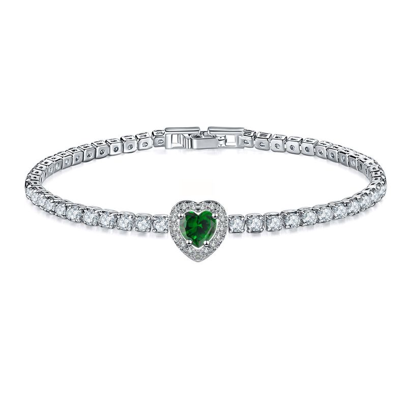 Bracelet cœur en zircon – Bracelet micro-incrusté de diamants (plaqué or 18 carats, réglable)_voghion.com