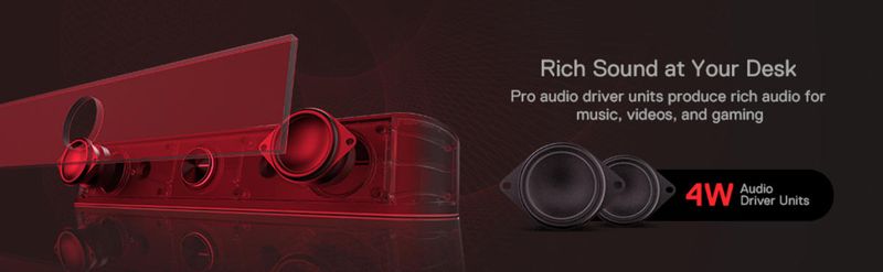 Redragon GS560 Adiemus RGB USB Desktop Soundbar, altoparlante per computer a 2.0 canali con barra di illuminazione dinamica Audio-Light_voghion.com