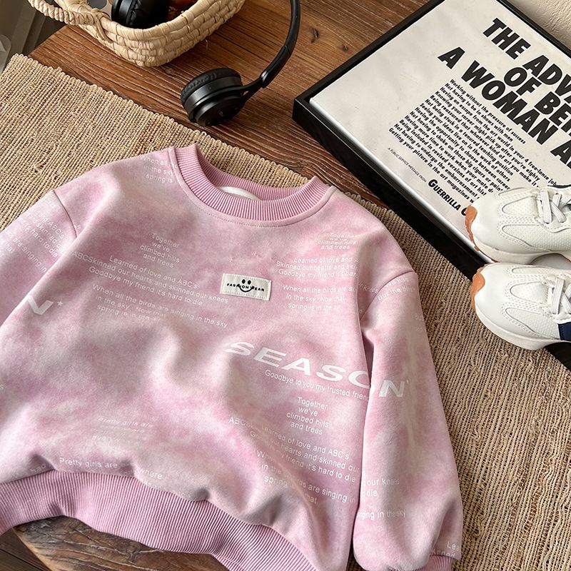 Abbigliamento per bambini autunno nuovo bambini felpa rosa stile coreano tutto abbinato ragazzi lettera felpa abbigliamento per bambini_voghion.com