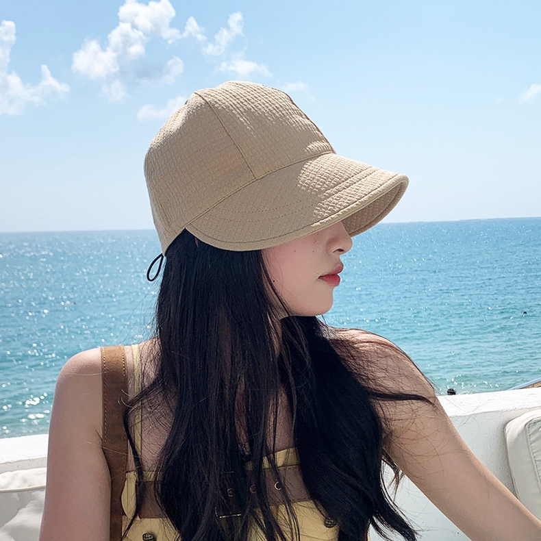 Cappello pieghevole a tesa larga da donna, regolabile, portatile, da spiaggia, da spiaggia, cappello da pescatore, protezione solare estiva, visiera_voghion.com