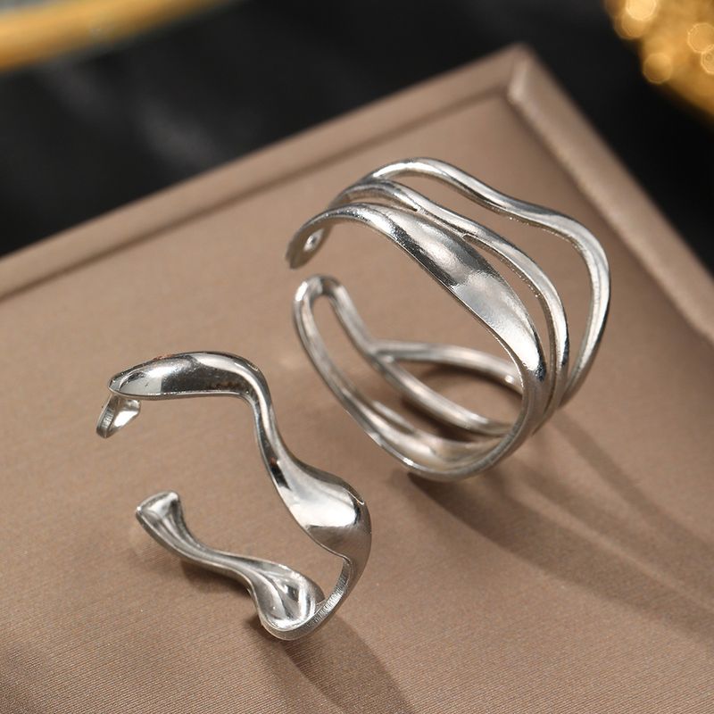 Anello in acciaio inossidabile con design ovale geometrico alla moda per donna, stile francese, all'ingrosso_voghion.com