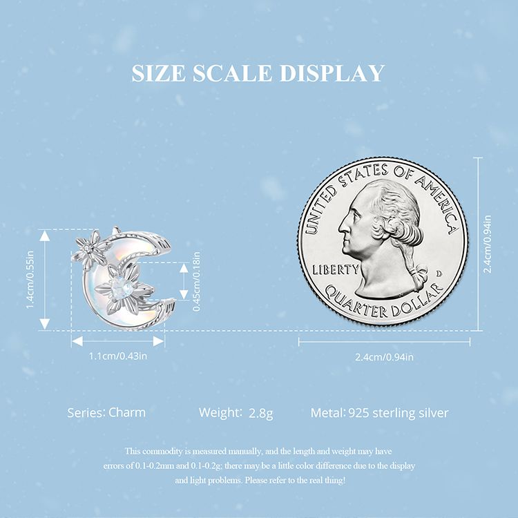 Snow Moon Charm Sterling Silver Charm,BSC1072_voghion.com