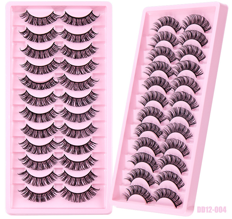 Lash extension set 12 pairs of eyelashes Natural fiber eyelashes thick artificial eyelashes_voghion.com