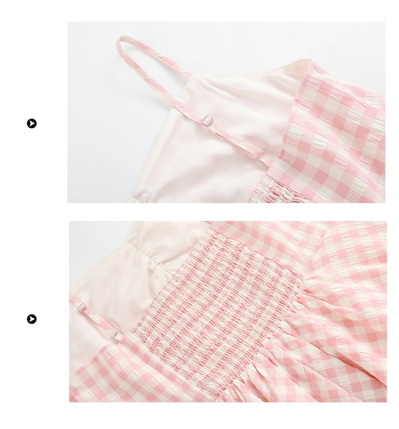 Plus Size Wrap Dress With Ruffles Plaid Print High Waist Slimming Spaghetti Strap Dress For Curvy Women Chic A-Line Dress_voghion.com