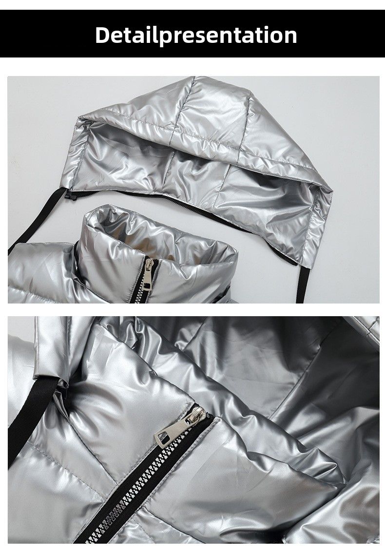 Giacca lucida da uomo autunno inverno in cotone spesso caldo stile coreano alla moda, gilet da coppia_voghion.com