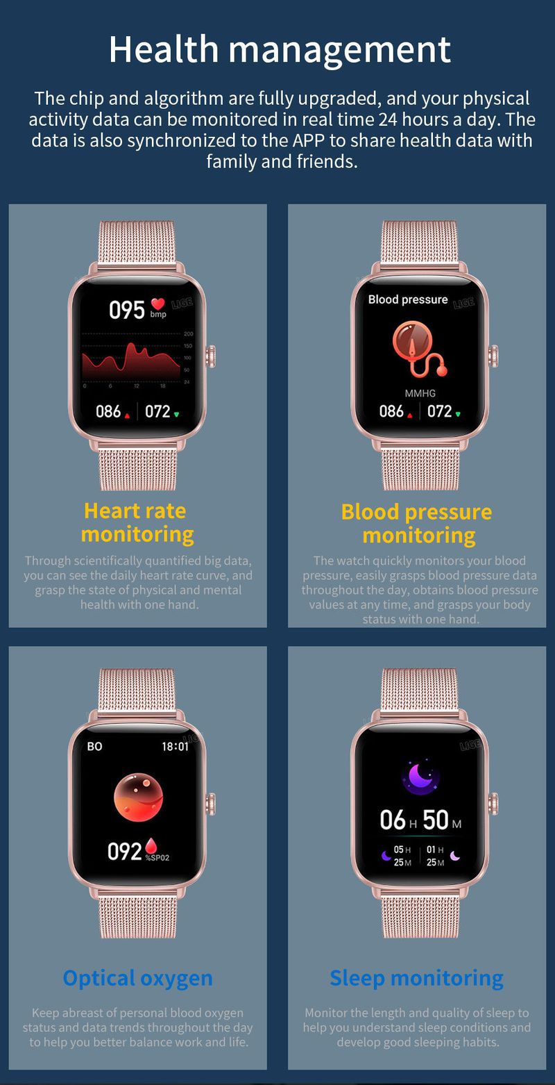 Dedicated Bluetooth Smart Watch Multi Function Sports Bracelet IP67 Waterproof Pedometer Blood Pressure Monitoring BW0355_voghion.com