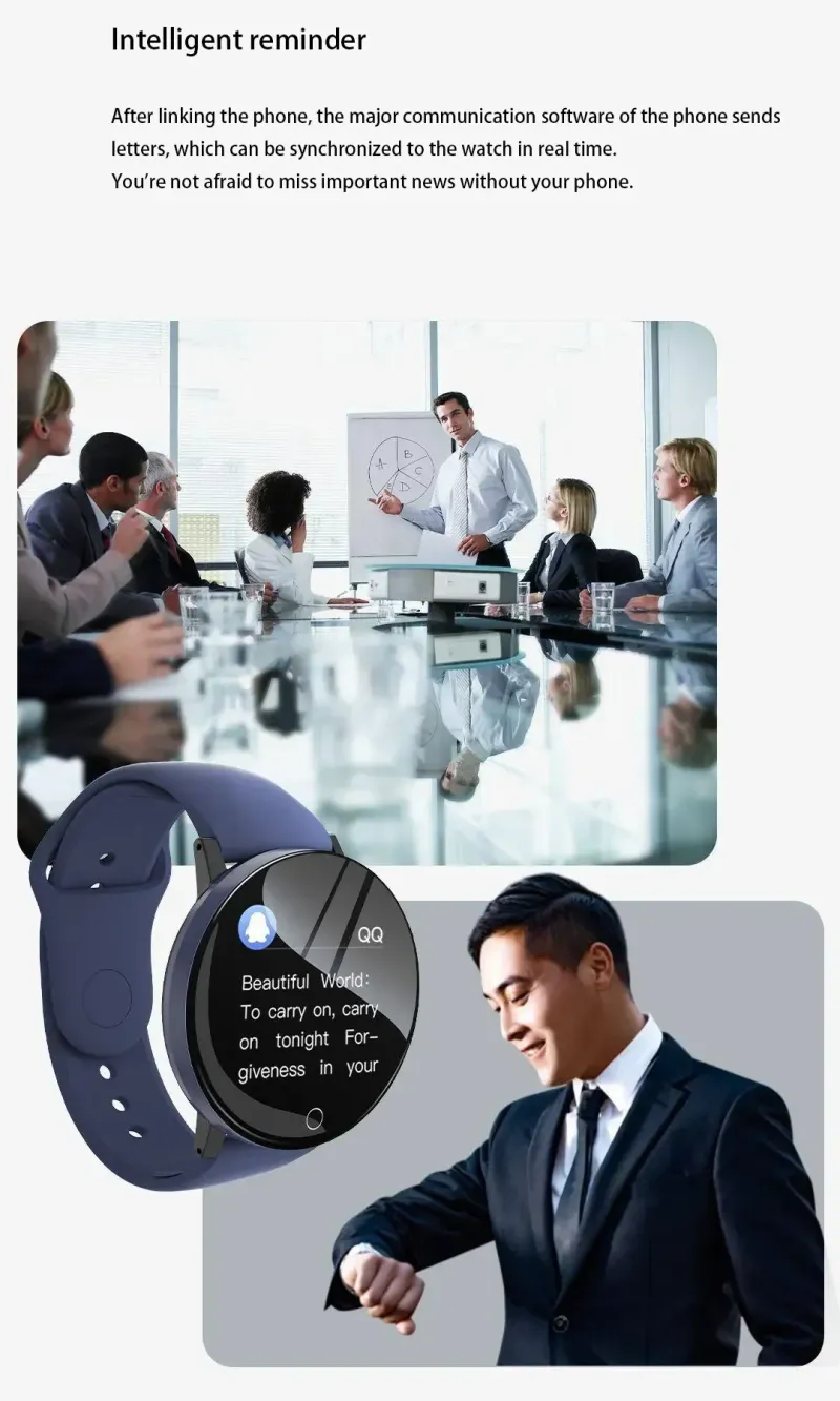 New D18 Smart Watch - Round Digital Fitness Tracker With Heart Rate Monitor For Men & Women PK B41 Band_voghion.com