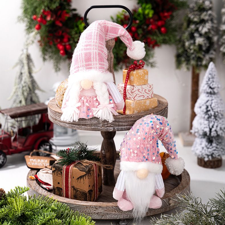 Funkelndes rosa Glitzer-Weihnachtsfiguren-Set – Stehender Weihnachtsmann, Schneemann und Rentier als Schreibtischdekoration für weihnachtliche Stimmung._voghion.com