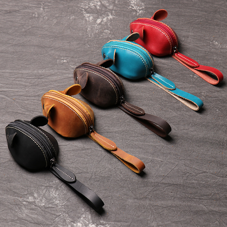 New Cowhide Children's Cute Zero Wallet, Genuine Leather Mouse Cartoon Key Bag, Multi functional Handheld Storage Bag, High Level Sense_voghion.com