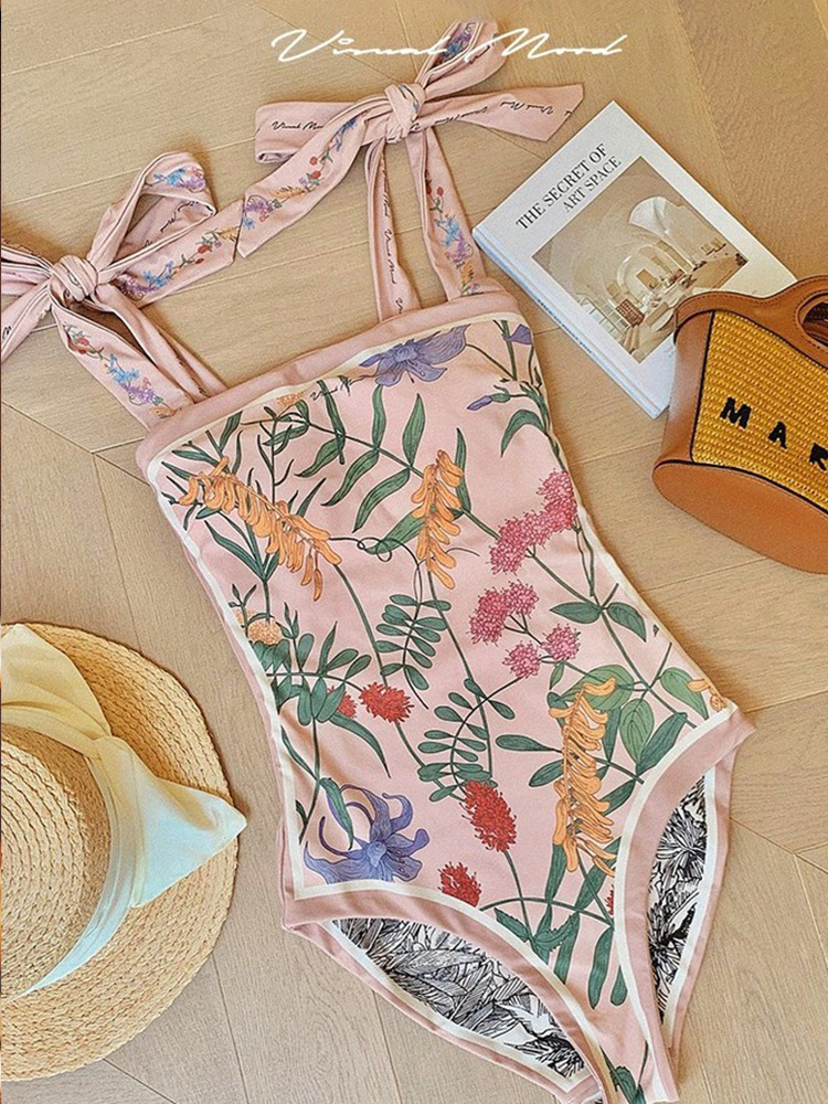 2023 Nieuwe badmode conservatieve eendelige hot spring badmode set dames chiffon cover-up_voghion.com