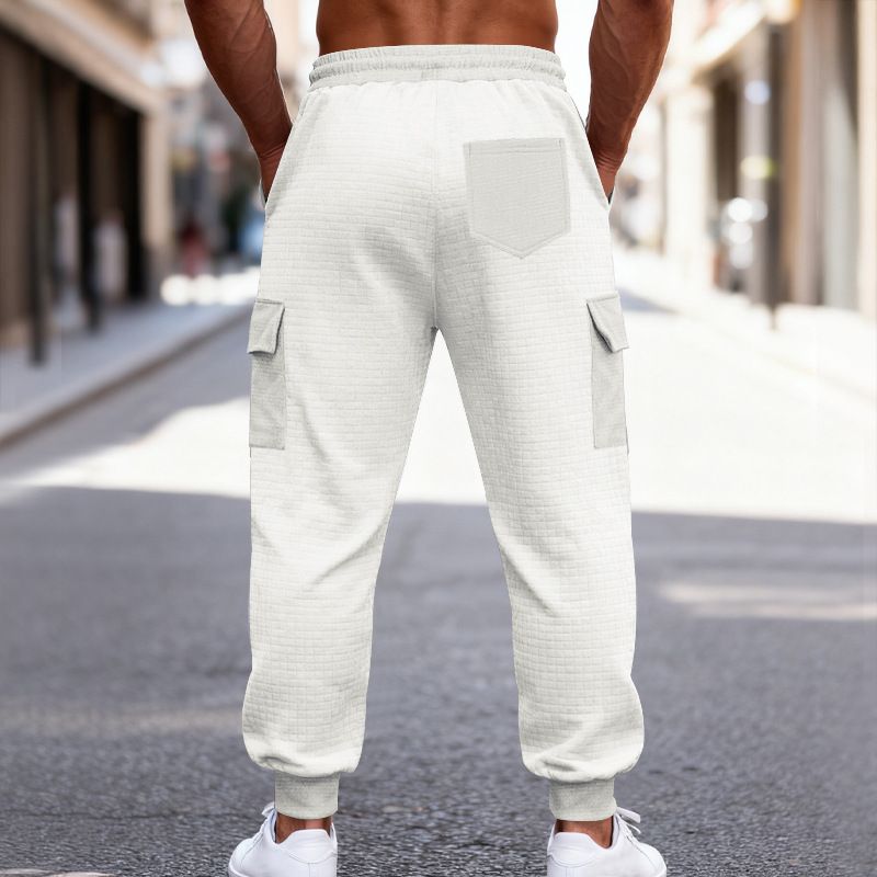 Zware flanellen cargobroek voor heren met fleecevoering - Relaxed fit joggingbroek met meerdere zakken voor werkkleding in de winter_voghion.com
