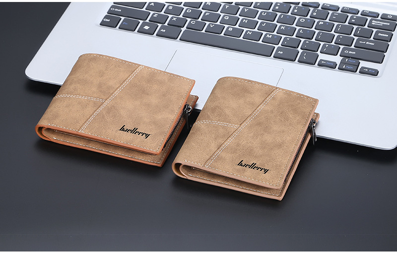 Baellery Portafoglio da uomo Opaco Corto Fermasoldi Multi-Card Portamonete Moda Cerniera Portafoglio verticale Clip_voghion.com
