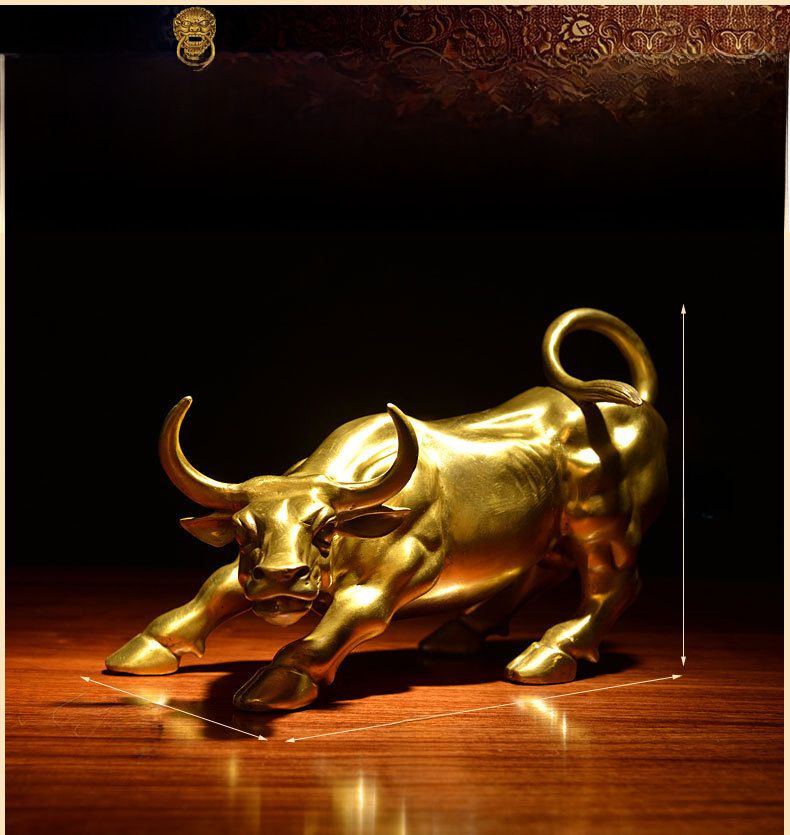 Taureau en Bronze Wall Street Wangshi Jinniu, bureau de négociation d'actions, cadeau artisanal en cuivre, taureau de Fortune, ornements en Bronze_voghion.com