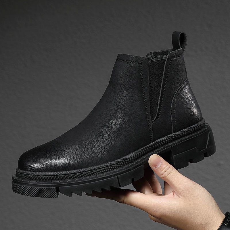 Chelsea Martin Boots Herren Casual High-Top Lederschuhe Ins Low-Top Medium Boots Trendy Leder Short Boots_voghion.com