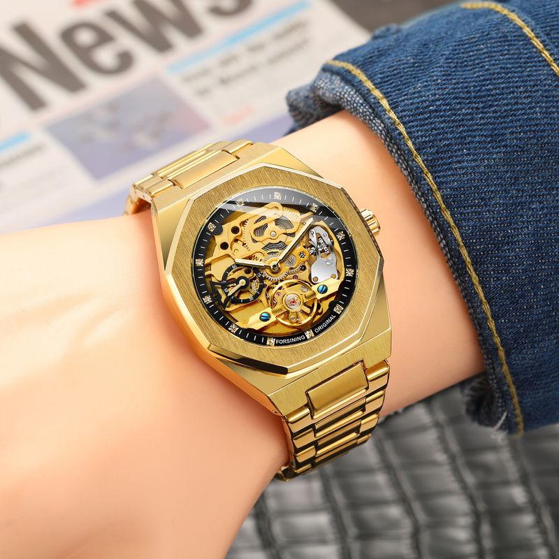 Men's Automatic Mechanical Watch With Luminous Hands, Three Subdials, And Day Display - Stainless Steel Band Six Pin Week Steel Belt Mechanical Watch_voghion.com