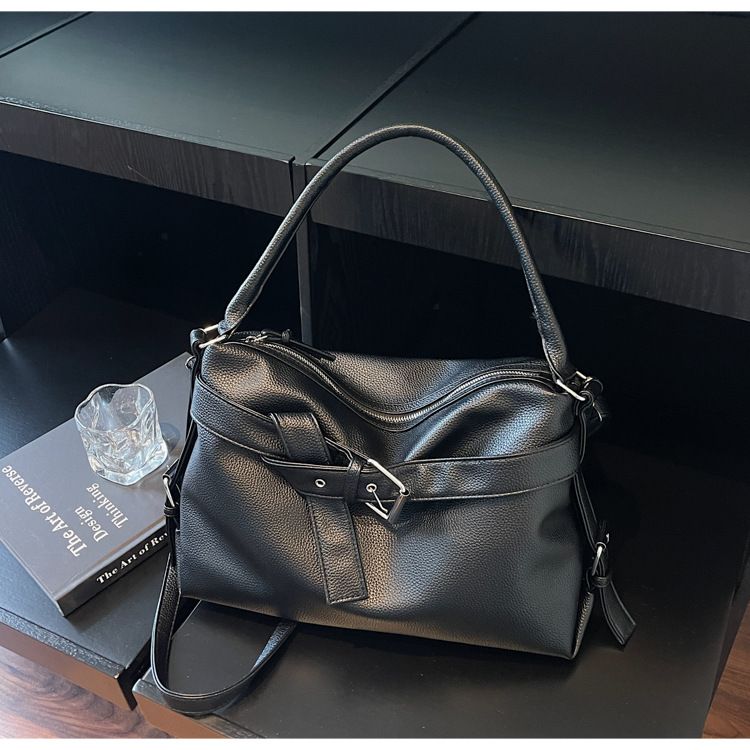 Sac fourre-tout tendance pour femme, grande capacité, en PU souple, avec fermeture éclair, pour un usage quotidien, disponible en noir, beige, marron et argent._voghion.com