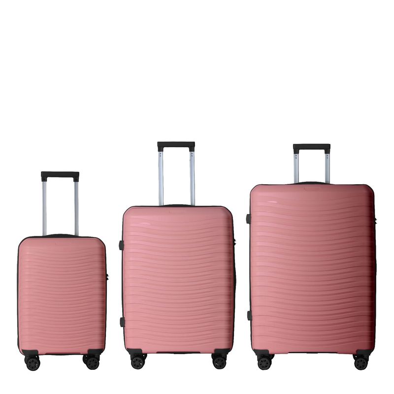3-Piece Luggage Sets (20", 24", 28"), Suitcase With Wheels, Hardside Suitcase With Four Spinner Wheels And Scratch-Resistant Surface, Pink_voghion.com