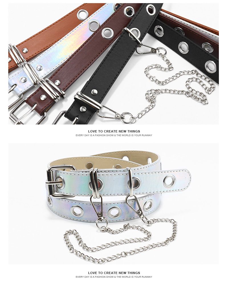 Ceinture à œil de poulet pour pantalon à simple ou double rangée, décoration de chaîne suspendue à la mode punk jeans_voghion.com