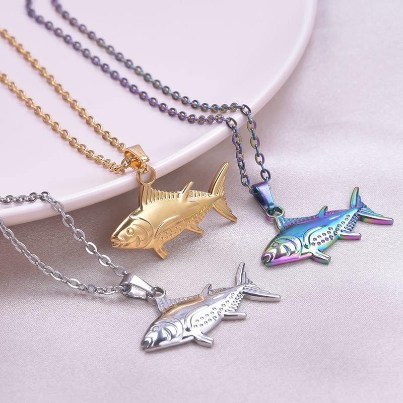 Meerestier Fisch Charm Titan Stahl Halsketten für Frauen Accessoires Korea Trend Schmuck Am Hals Halskette Halsband Party_voghion.com