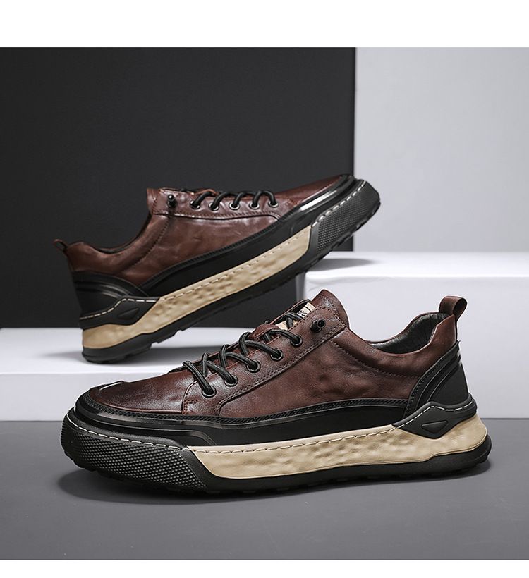 Men's autumn chef, kitchen, work, waterproof, non slip, casual leather shoes, one foot sports, soft soled safety shoes_voghion.com