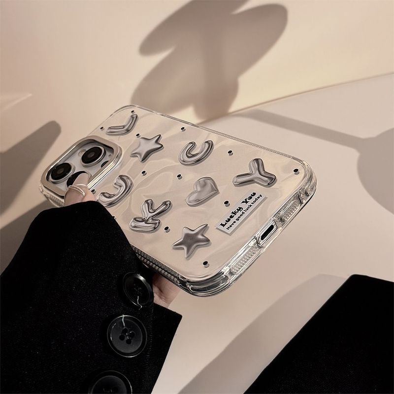16 gegalvaniseerde ins geluksletters compatibel met iPhone 15 telefoonhoesje 14 Pro Max Water Ripple 13 Trendy 12_voghion.com