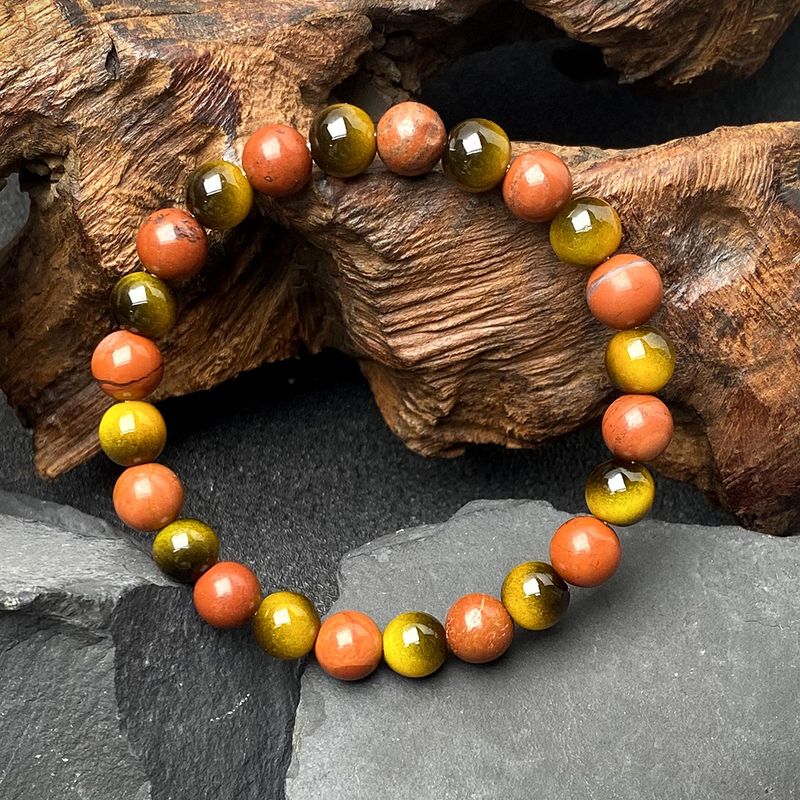 TK Tiger Eye & Red Stone Crystal Bracelet – Wealth Attracting Unisex Energy Jewelry, Natural Gemstone Bracelet_voghion.com
