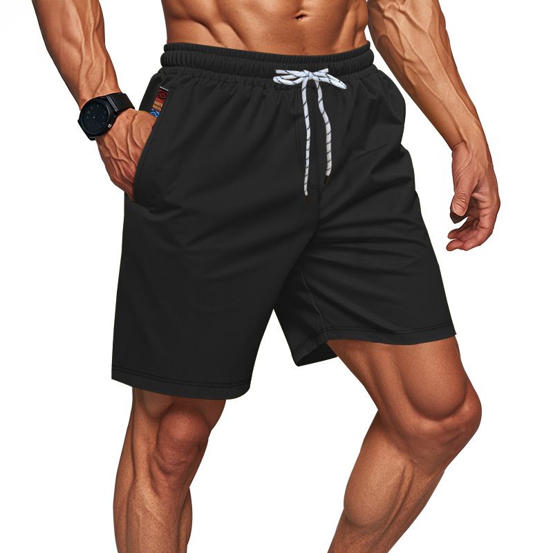 American Style GYM Men's Fitness Exercise, Quick Drying, Elastic, Leisure, Beach Jogging Training, 5-point Shorts_voghion.com
